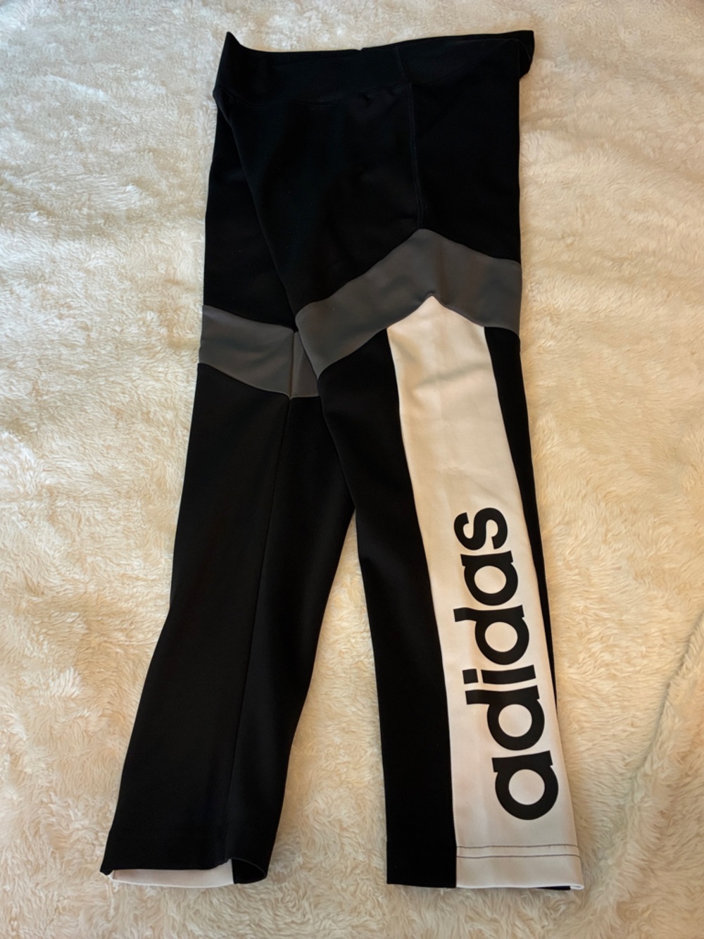 ADIDAS Black, size M White & Gray womens Logo Leggings